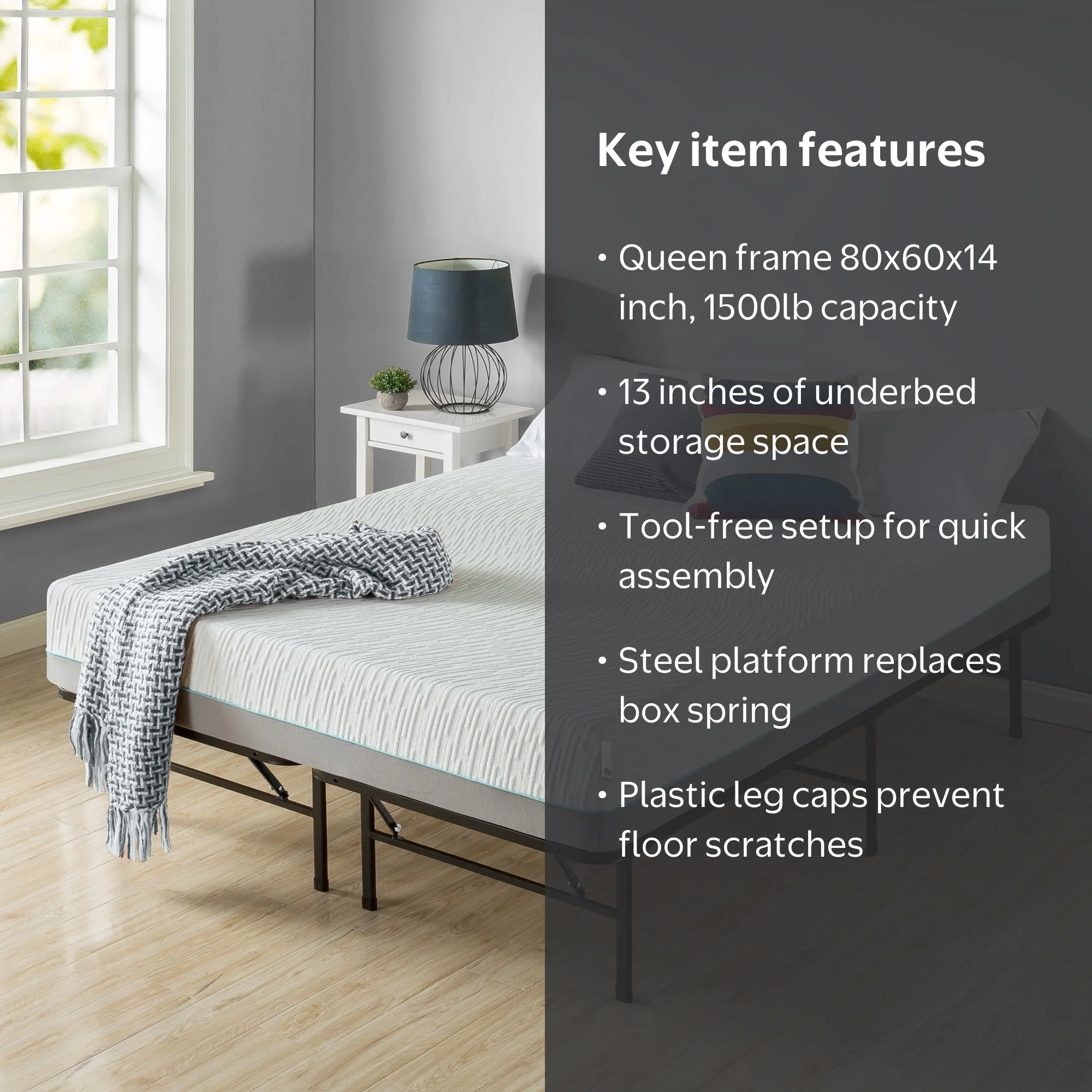 Zinus, Metal SmartBase Bed Frame, Queen, 14