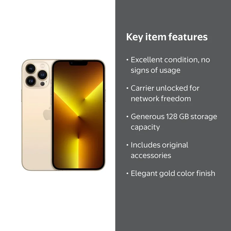 Open Box Apple iPhone 13 Pro Max - Carrier Unlocked - 128 GB Gold