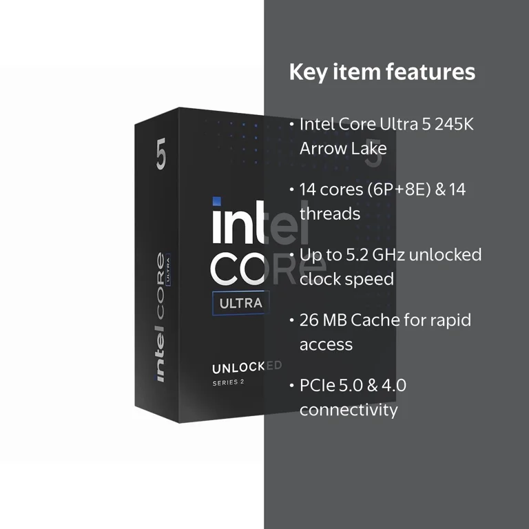 Intel, Core Ultra 5 Desktop Processor 245K, Up to 5.2 GHz, 14