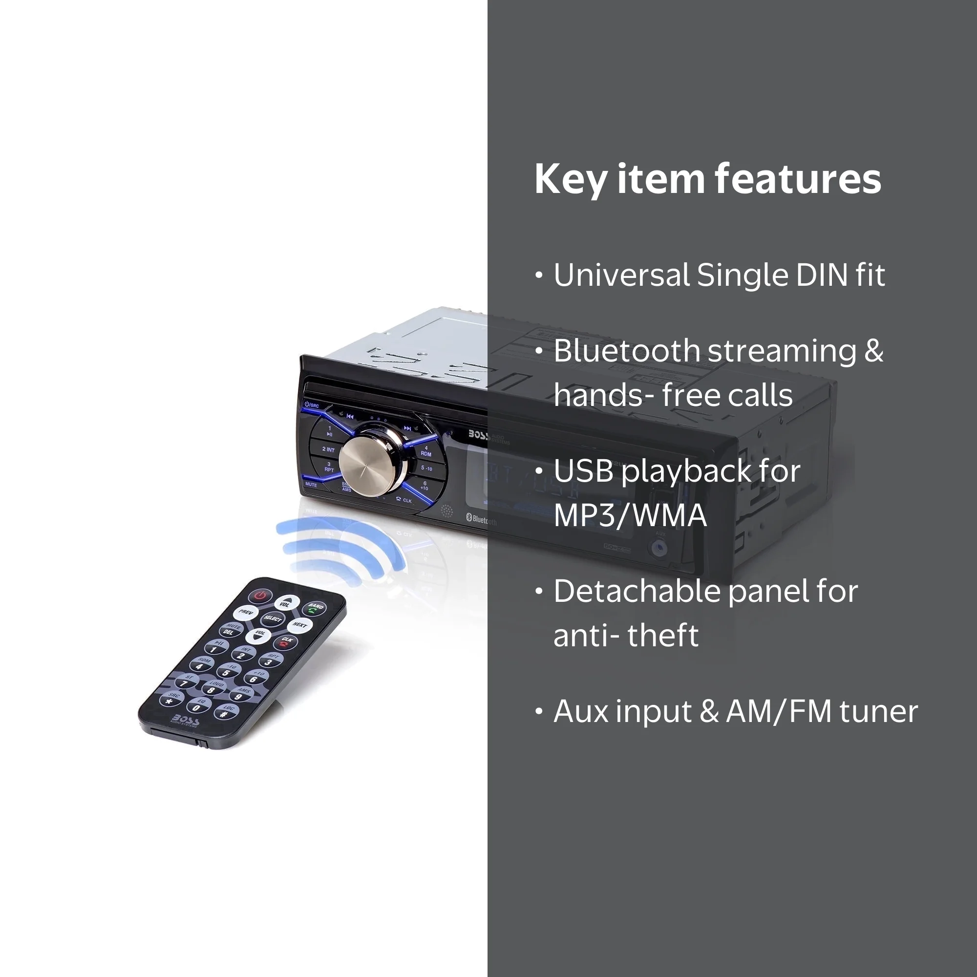 BOSS Audio Systems 632UAB Car Stereo, Single Din, Bluetooth, USB