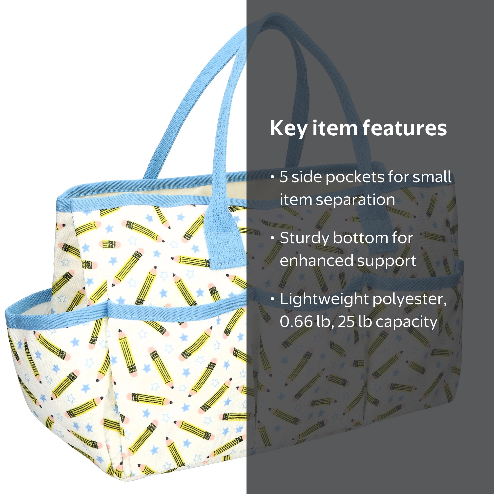 Pen+Gear Teacher Tote Organizer with 5 Side Pockets, Pencils