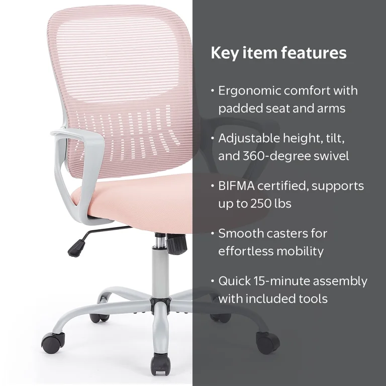 edx Desk Chair with Ergonomic Lumbar Support for Home, Office
