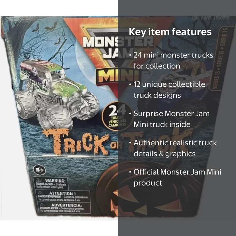 Hot Wheels Monster Jam Mini Trick or Truck Box, 24 Mini Monster