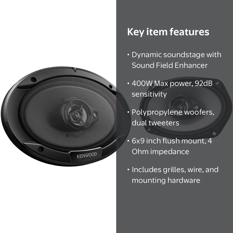 Kenwood KFC-6966S 6x9 3-Way Automotive Speaker with High