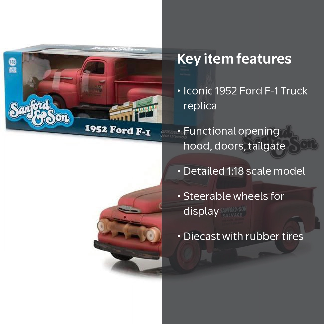 Greenlight 1952 Ford F-1 Pickup Truck, Diecast Toy Collectible
