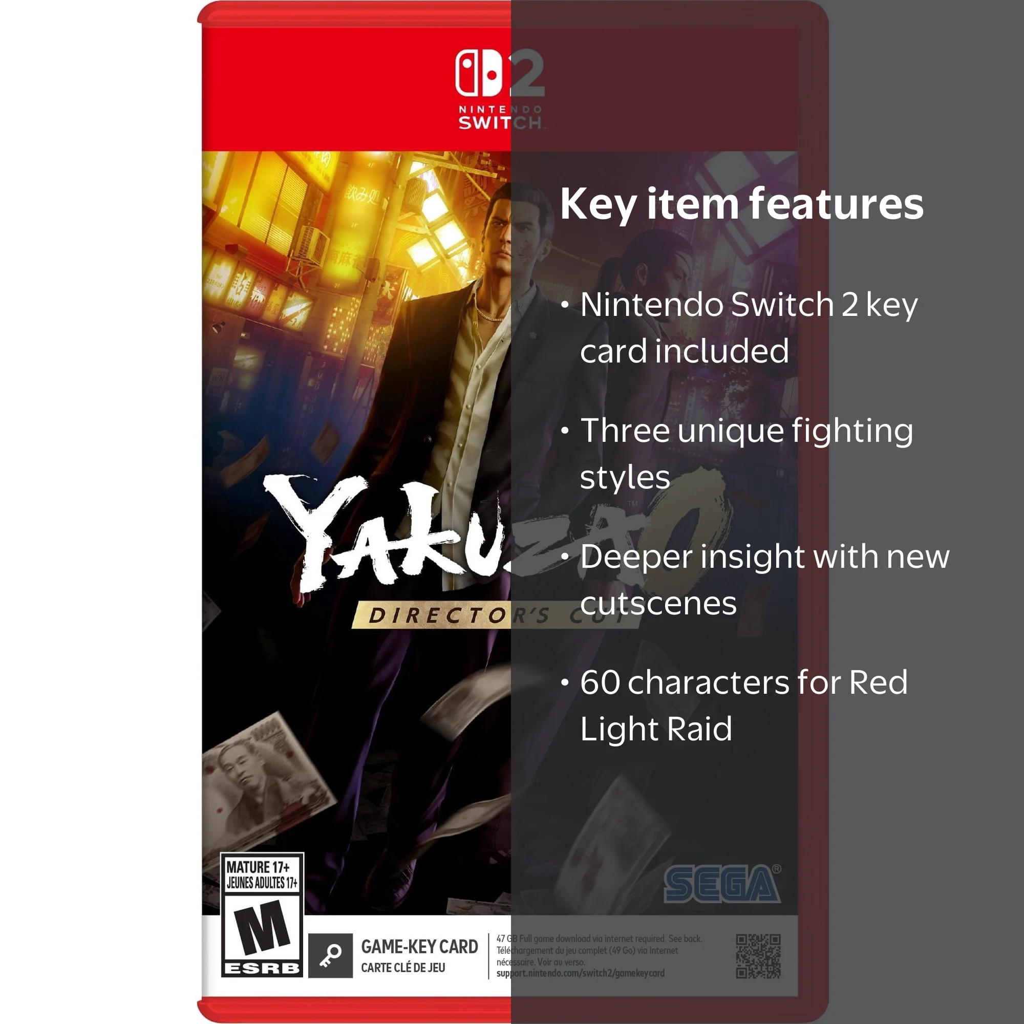 SEGA, Yakuza 0 Director's Cut Game-Key Card, Nintendo Switch 2