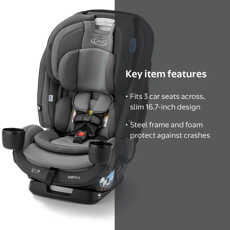 Graco, SlimFit3 LX 3-in-1 Car Seat, Fits 3 Across, Space-Saving