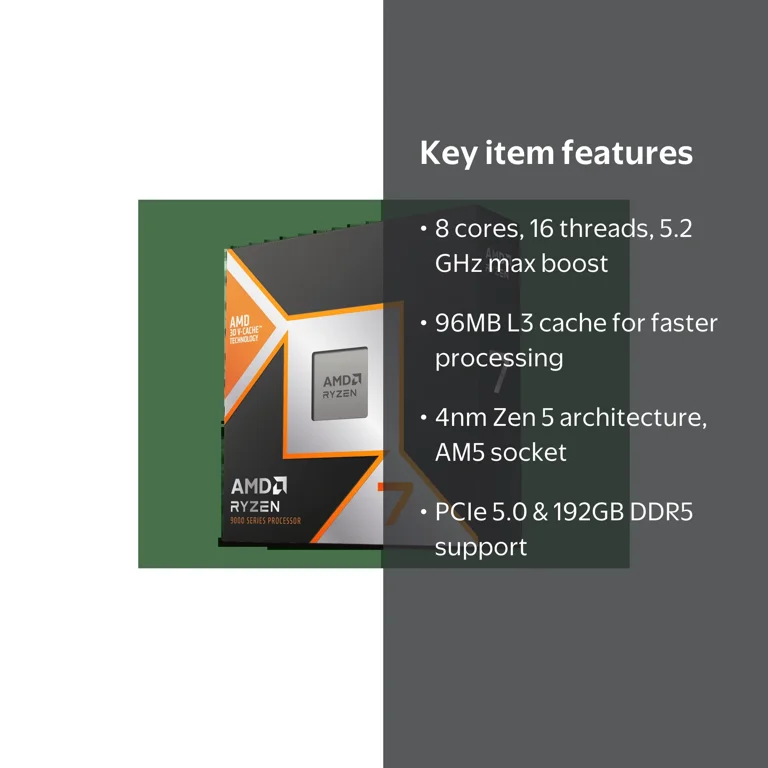 AMD Ryzen 7 9800X3D - Ryzen 7 9000 Series Zen 5 8-Core 5.2 GHz