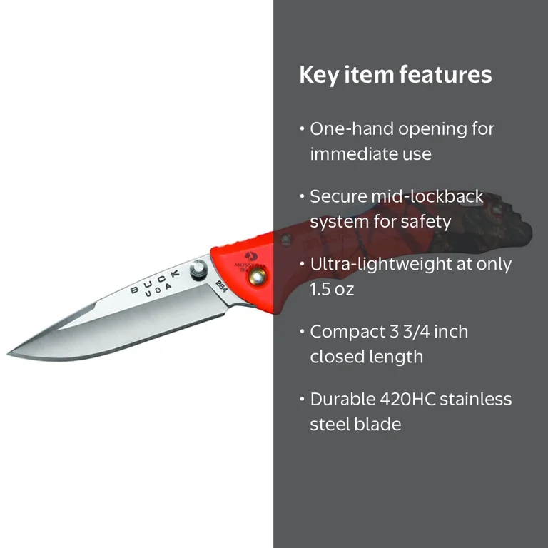 Buck Folding Blade 0284CMS9-C Bantam, Mossy Oak Orange Camo