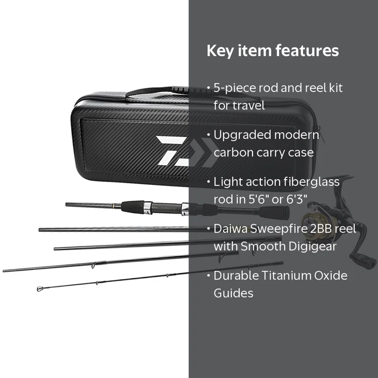 Daiwa Carbon Case Travel Spinning Rod and Reel Combo Kit