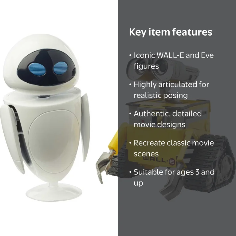 Disney Pixar Wall-E & Eve Action Figures Set with High Disney Pixar Wall-E & Eve Action Figures Set with High