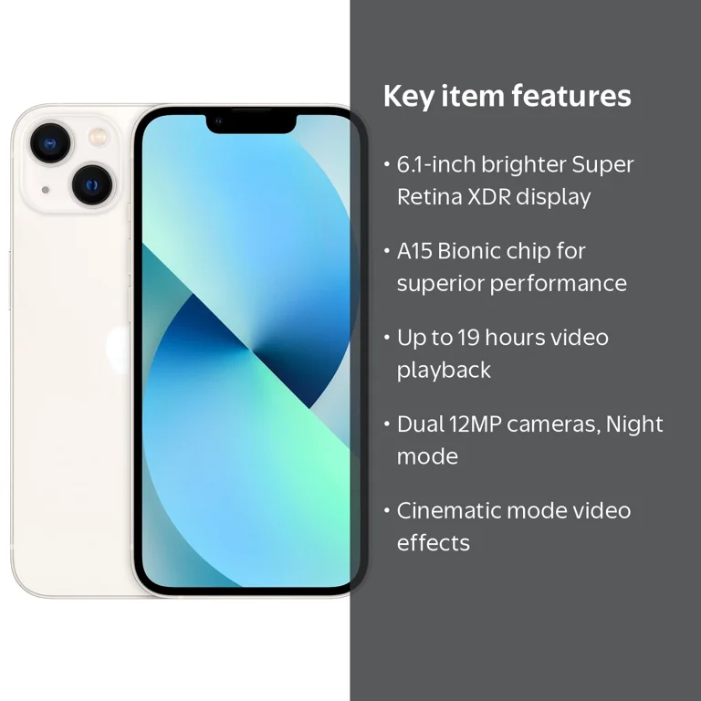AT&T iPhone 13 128GB Starlight - Walmart.com