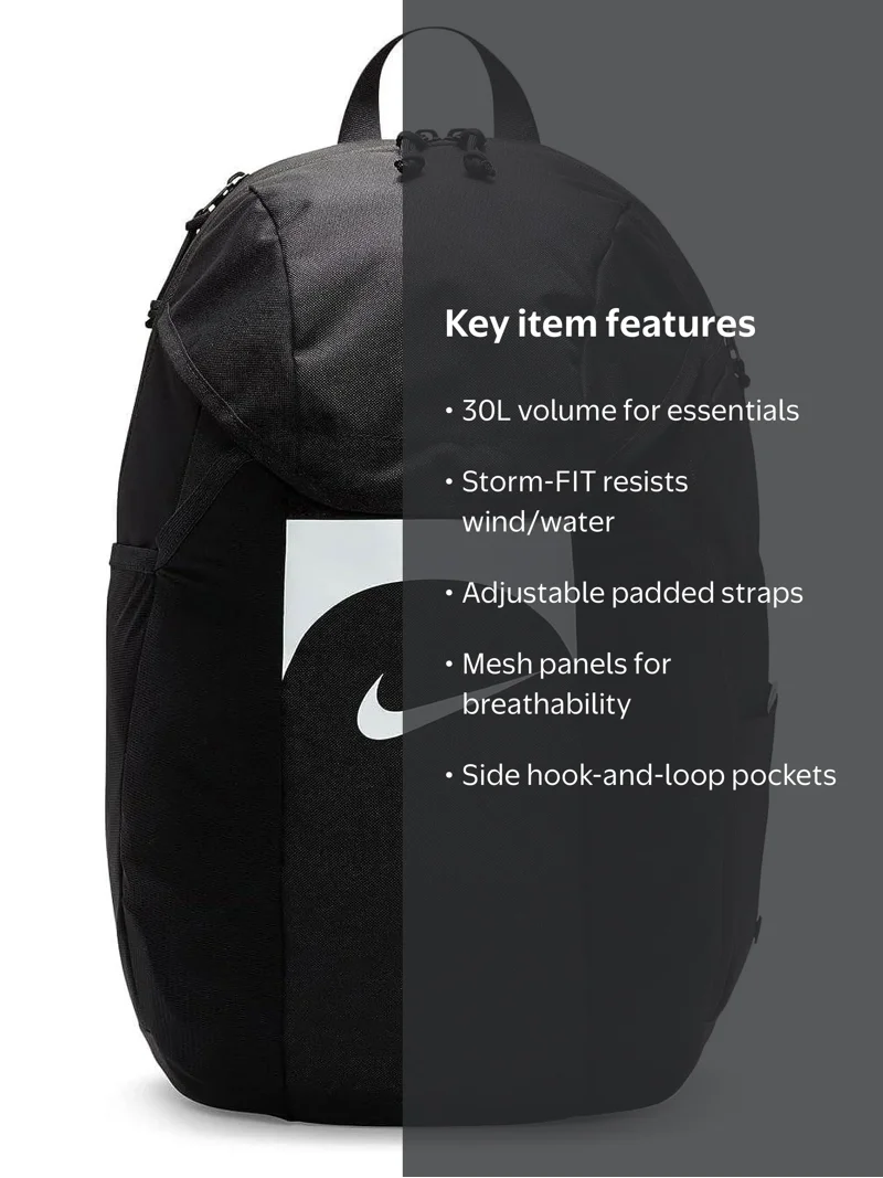 nike academy team backpack rucksack schwarz f010 Unisex Sports (pack of 1), Black/Black/White, 18 long, Sport : Sports & Outdoors making it easy to carry your belongings wherever you go Nike Academy Team Backpack (BLACK)