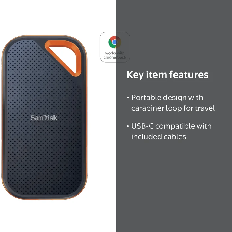 SanDisk External Solid State Drive, Extreme PRO 2TB, Black, Rugged