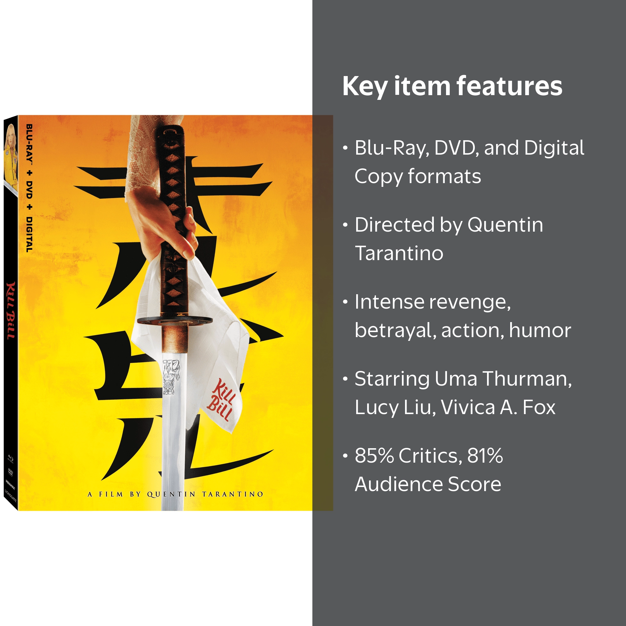Kill Bill Vol. 1 (Blu-Ray + DVD + Digital Copy), Starring Uma