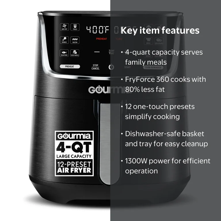 Free Shipping! Gourmia Digital Air Fryer 4-Quart with 12 Presets
