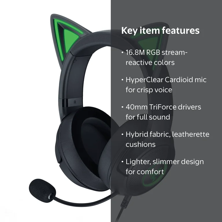 【値下げ中】Razer Kraken Kitty Black Razer, Over-Ear Headset, Kraken Kitty V2, Black with Stream-Reacti