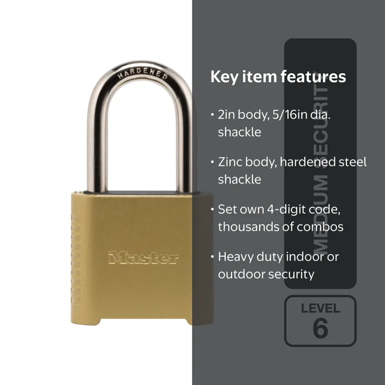 Free Shipping! Master Lock Zinc 2in Outdoor Combination Padlock