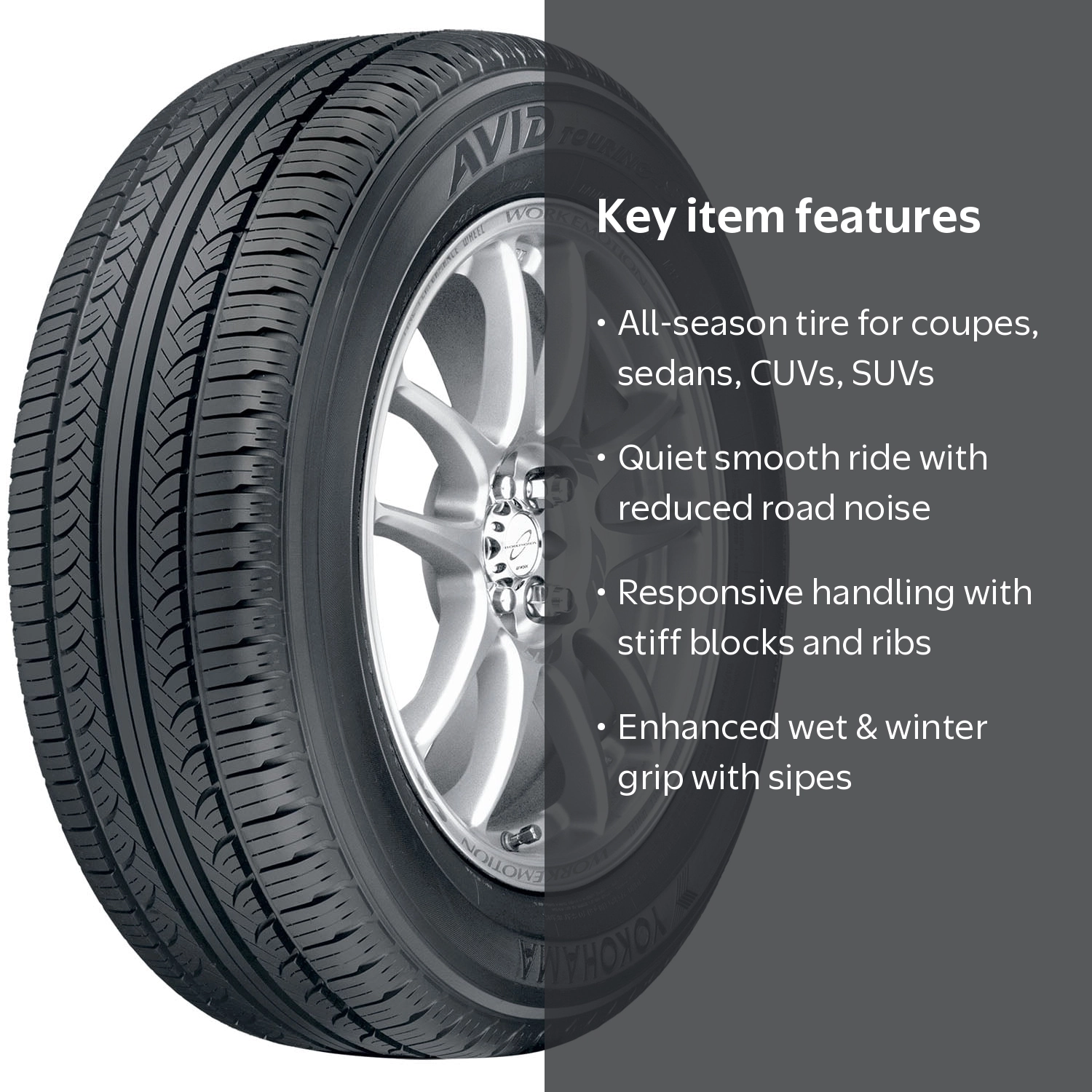 Yokohama Avid Touring-S All-Season P205/60R16 91T Tire for