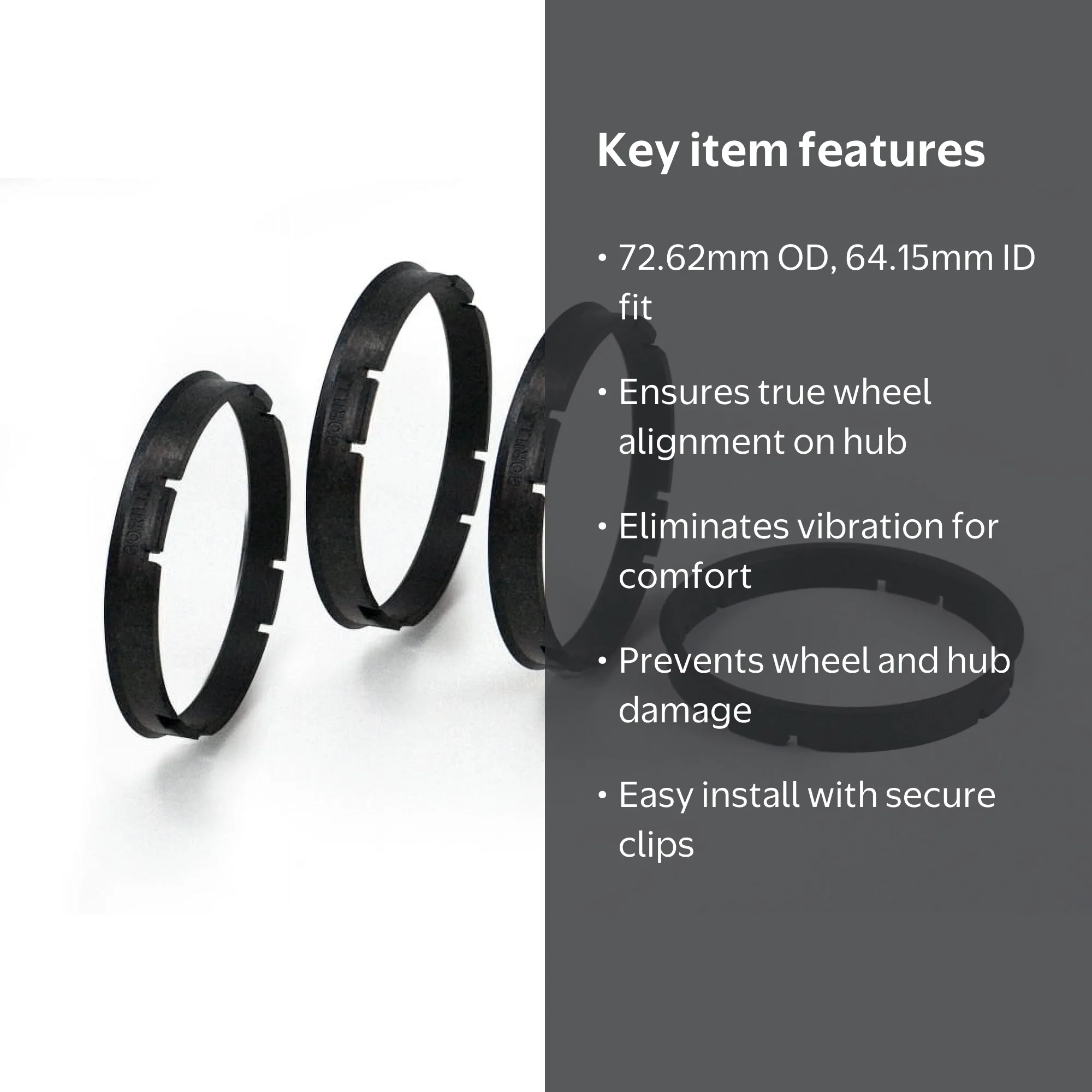 Gorilla Automotive 72-6415 Wheel Hub Centric Rings (72.62mm OD x
