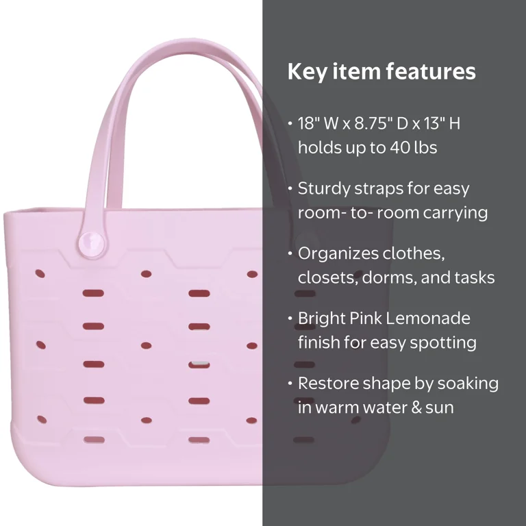 Mainstays Large Flex Laundry Tote, Plastic, Yellow, 18x8.5x13 in