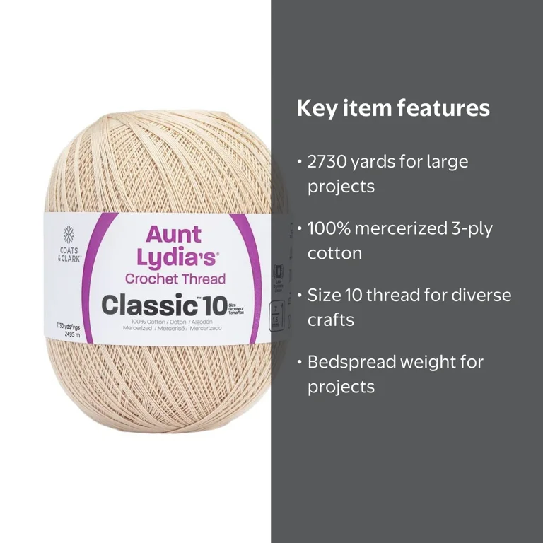 Aunt Lydia's¬Æ Classic‚Ñ¢ Natural Crochet Thread, 2730 Yards Size