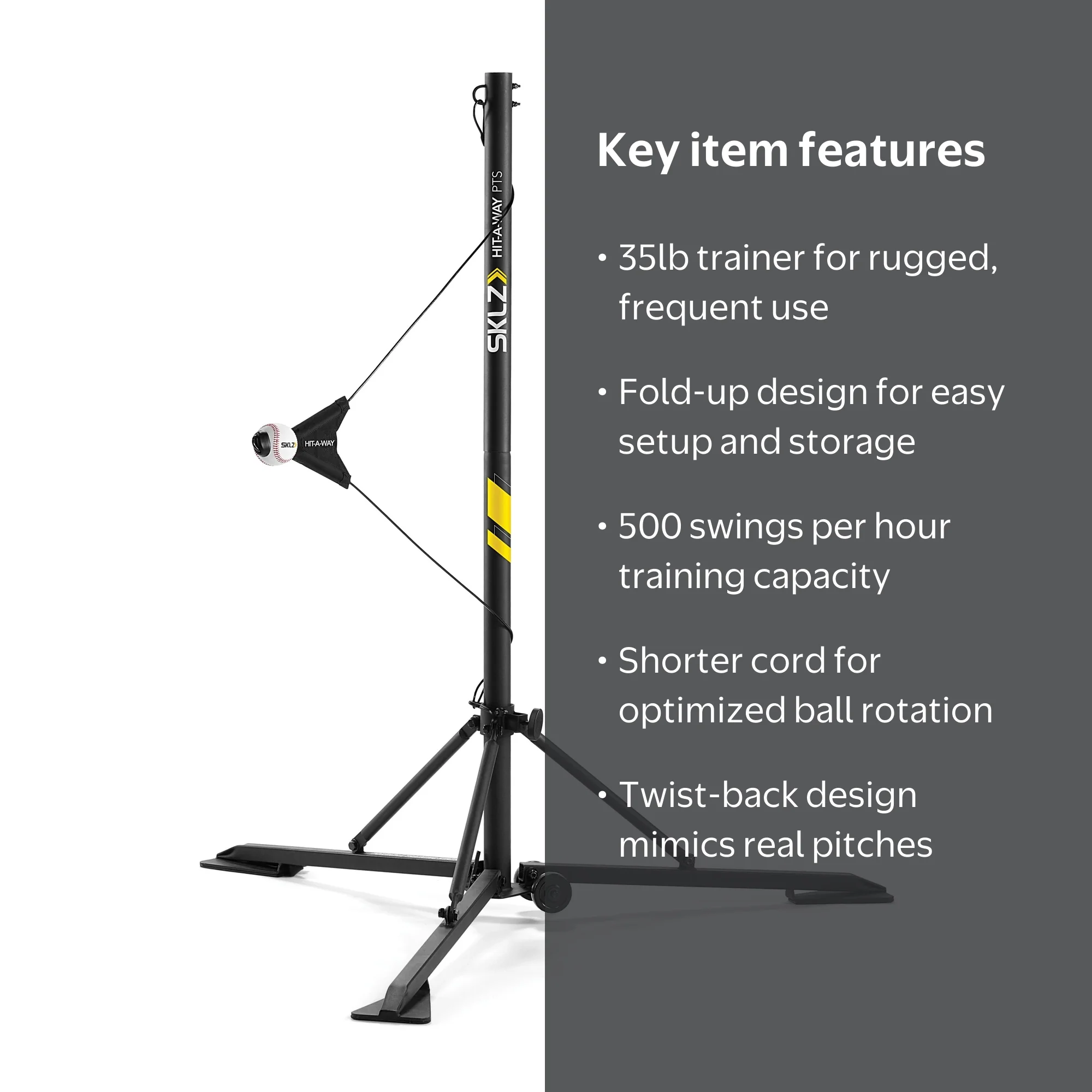 SKLZ Hit-a-Way Portable Baseball Swing Trainer with Shorter Cord
