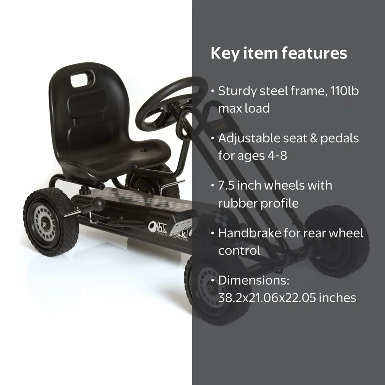 hauck Lightning Ergonomic Pedal Ride-On Go Kart for Kids, Black