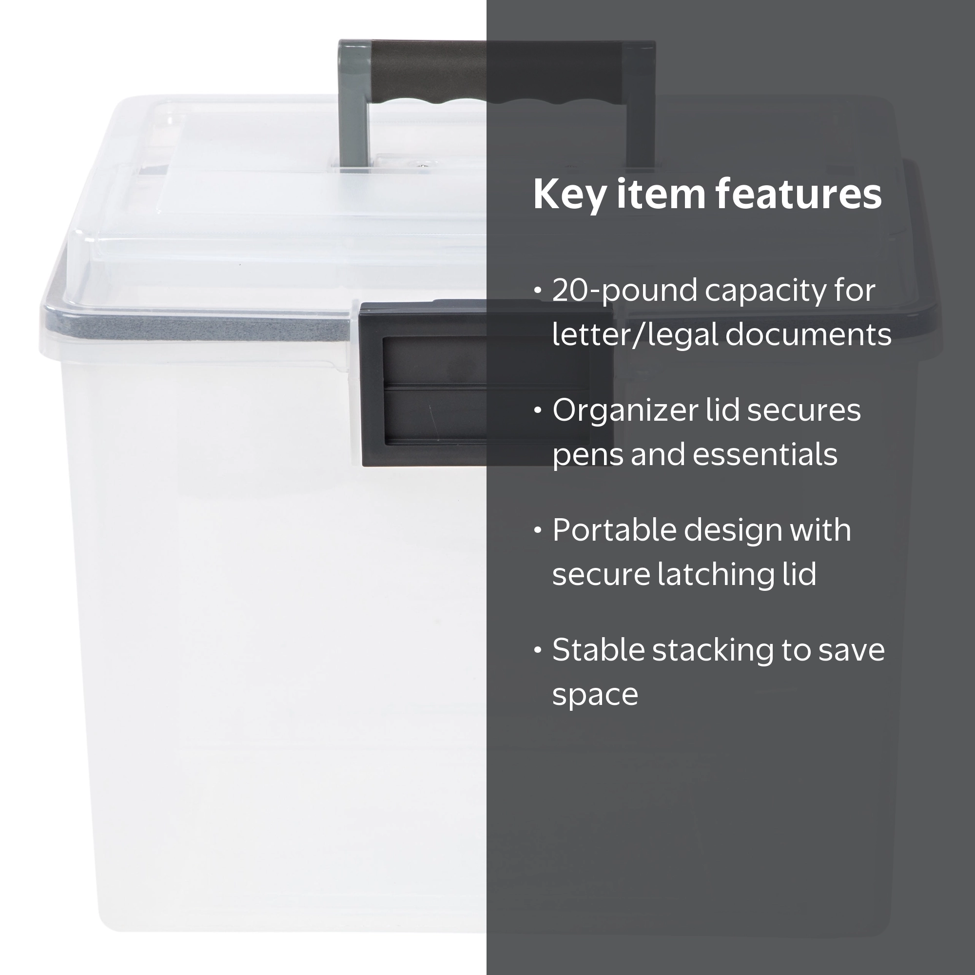 IRIS 19 Qt Plastic Office Storage Portable Letter Size File Box