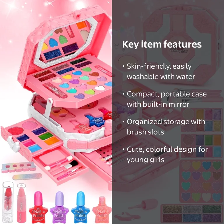 Sendida, Kids Makeup Kit, 64PCS, Safe Washable Pretend Play for