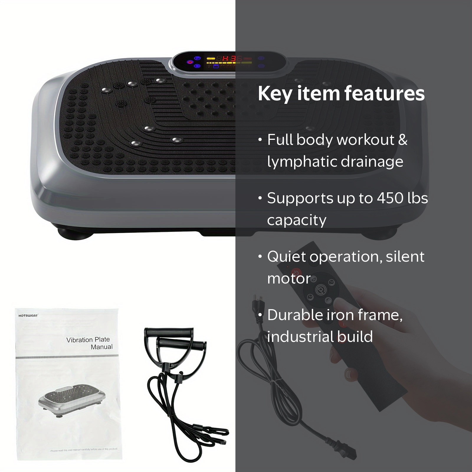 HOTWAVE Vibration Plate - 9 Modes Silent Motor 450LB Capacity
