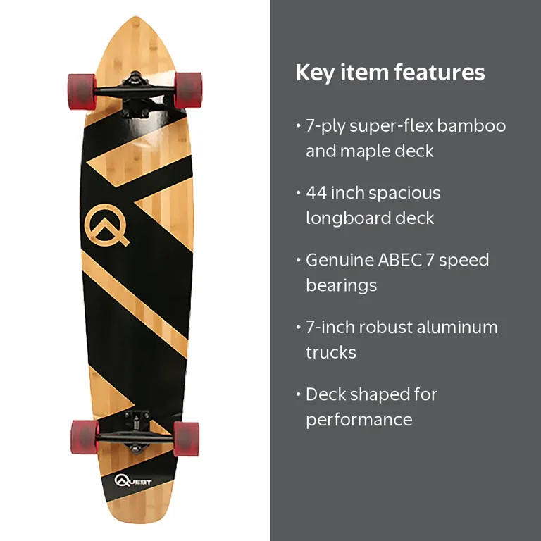 Quest Board ロングボード コンプリート Quest, The Super Cruiser Original Artisan Bamboo and Maple 44 In