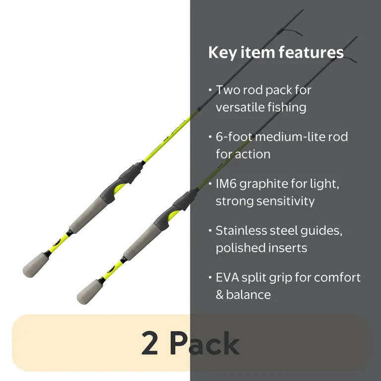 2 pack) Lew's Laser HS 6' Medium Lite Spinning Fishing Rod