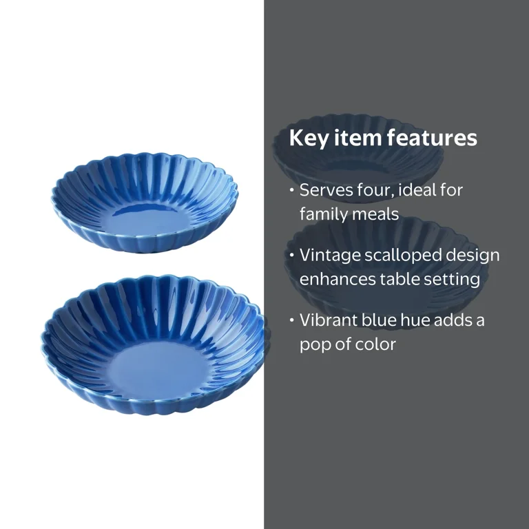 The Pioneer Woman Colette Blue Stoneware Dinner Bowls Set of 4