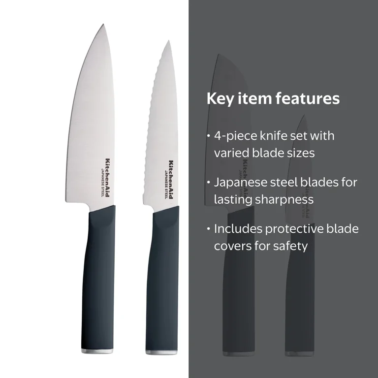 KitchenAid 4-Piece Chef Knife Set with Blade Covers, High-Carbon