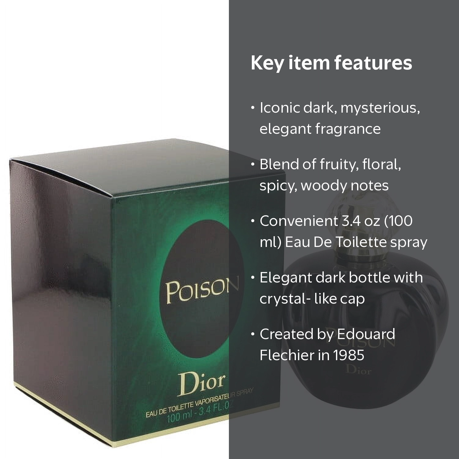 Dior Poison Perfume, 3.4 oz Eau De Toilette Spray, Dark Floral and