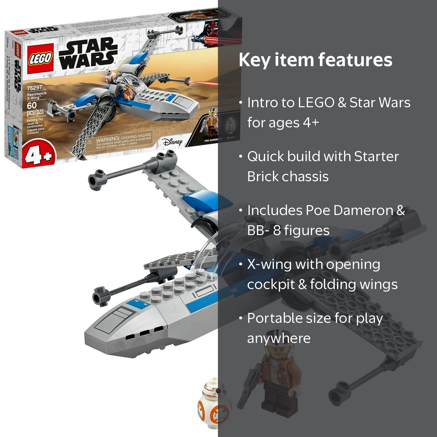 LEGO, Resistance X-Wing Starfighter, 75297, 60 Pieces - Walmart.com