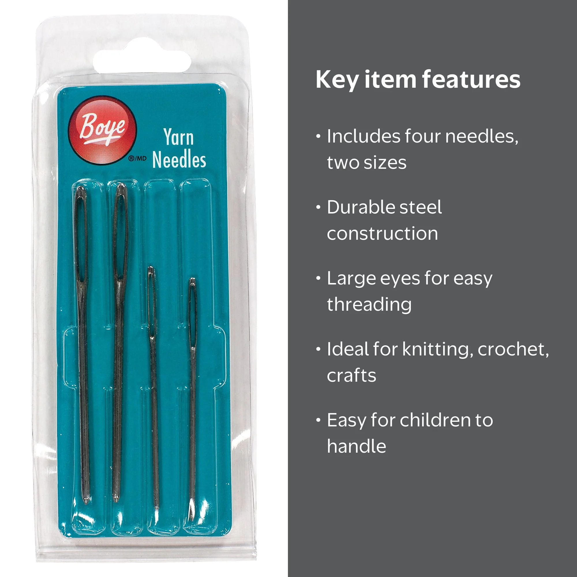 Boye 4 Piece Aluminum Yarn Needles - Walmart.com