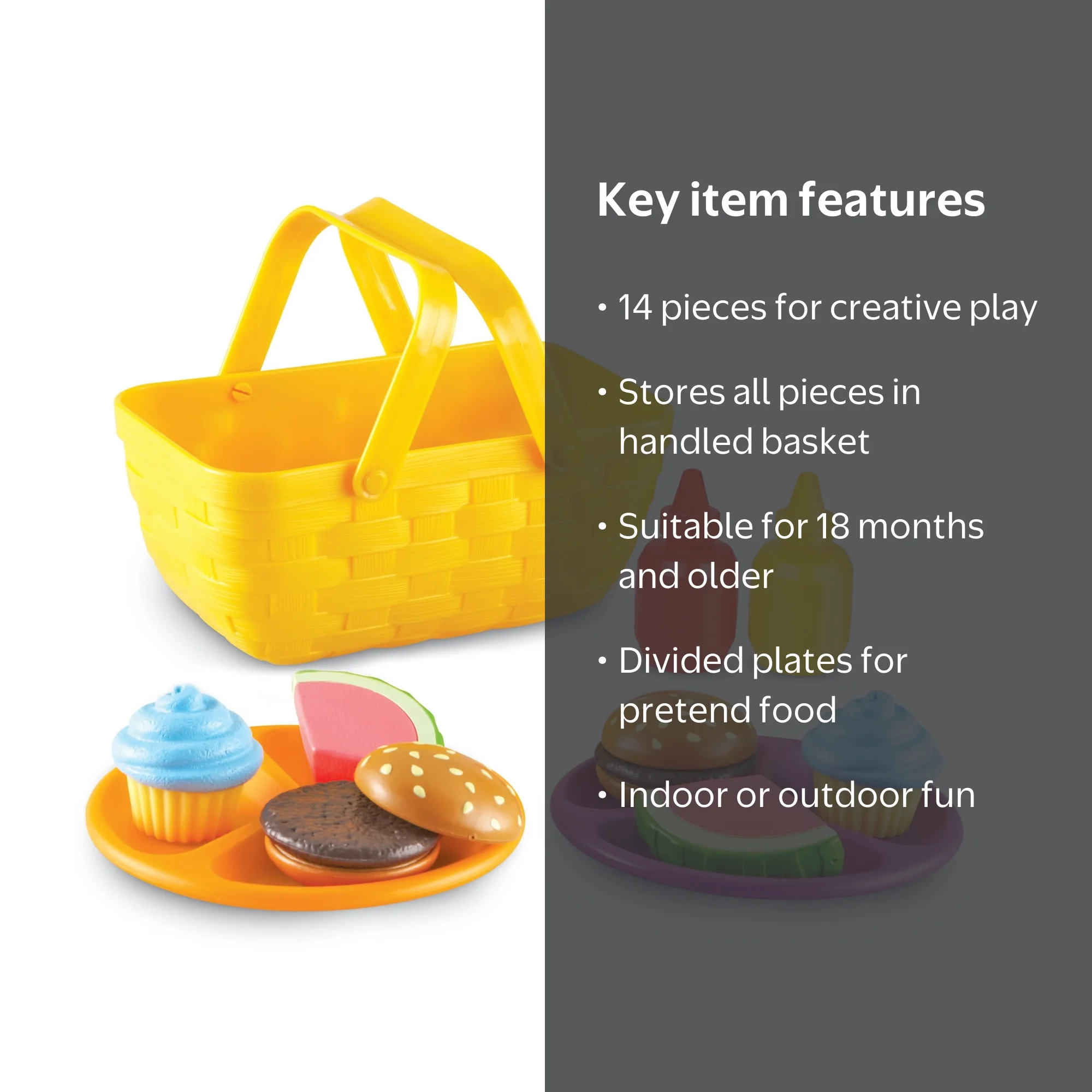 Learning Resources, Pretend Play Food Set, Picnic Basket - Walmart.com