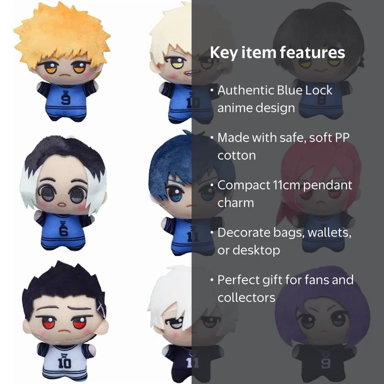 UQVIY, Blue Lock Plush Figure Anime Soft Doll, 11cm Seishiro Nagi