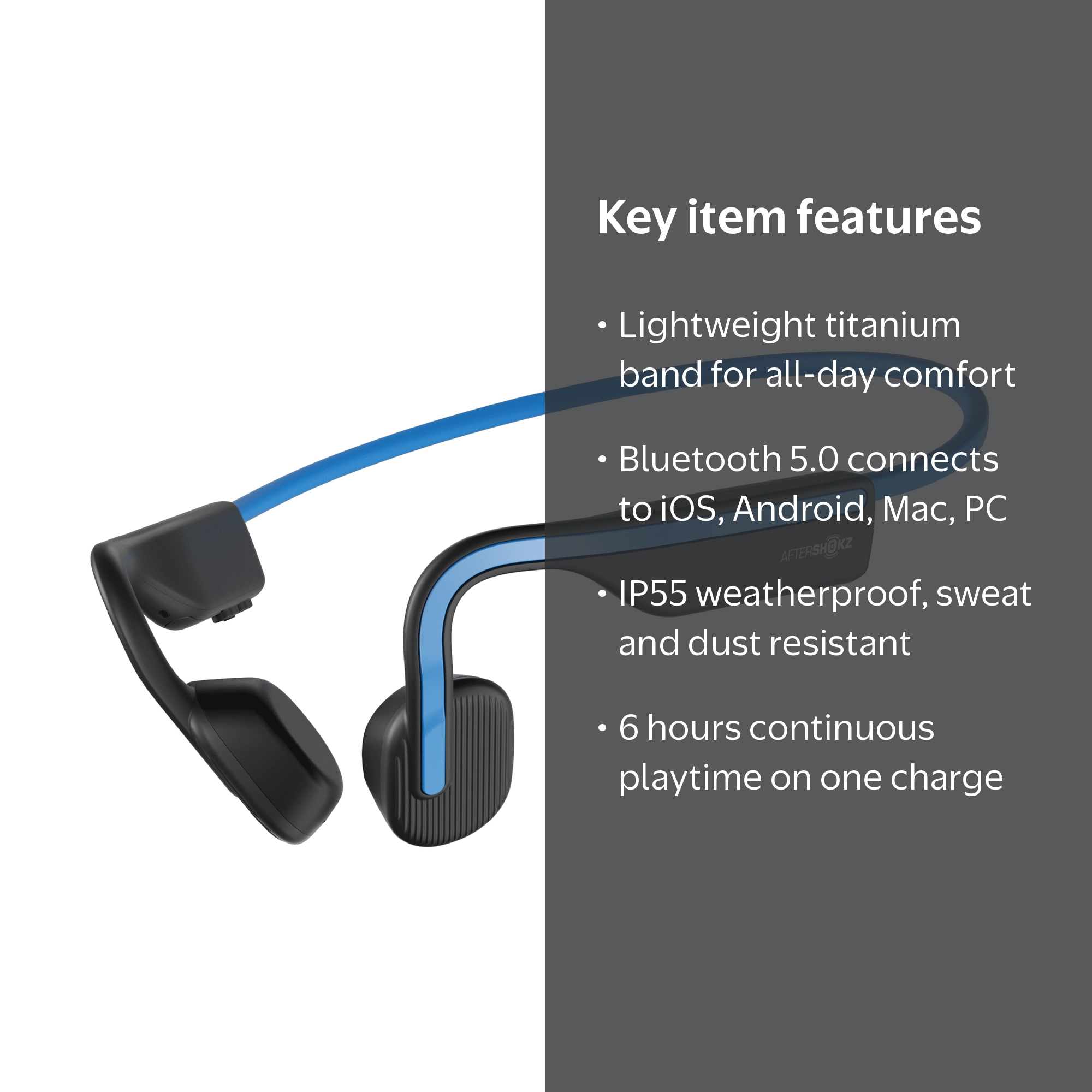 AfterShokz OpenMove Bone Conductive Wireless Bluetooth Headphones