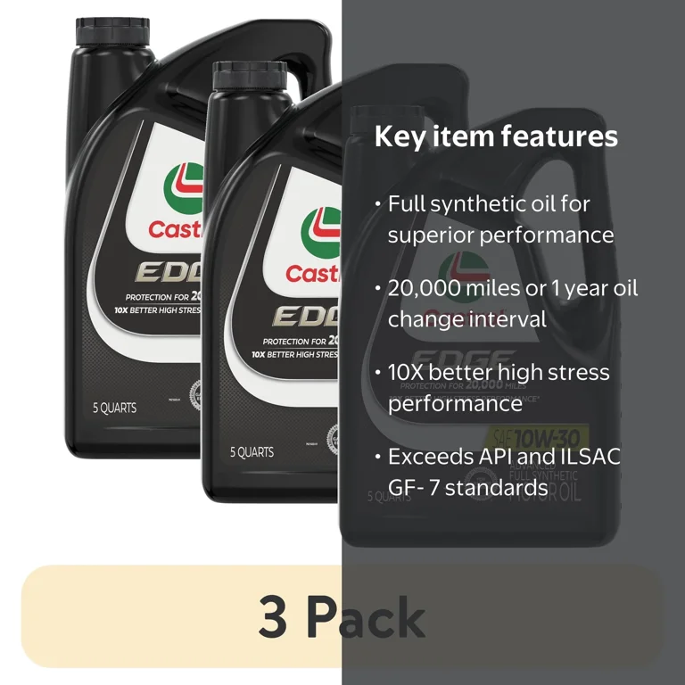 3 pack) Castrol EDGE 10W-30 Advanced Full Synthetic Motor Oil, 5