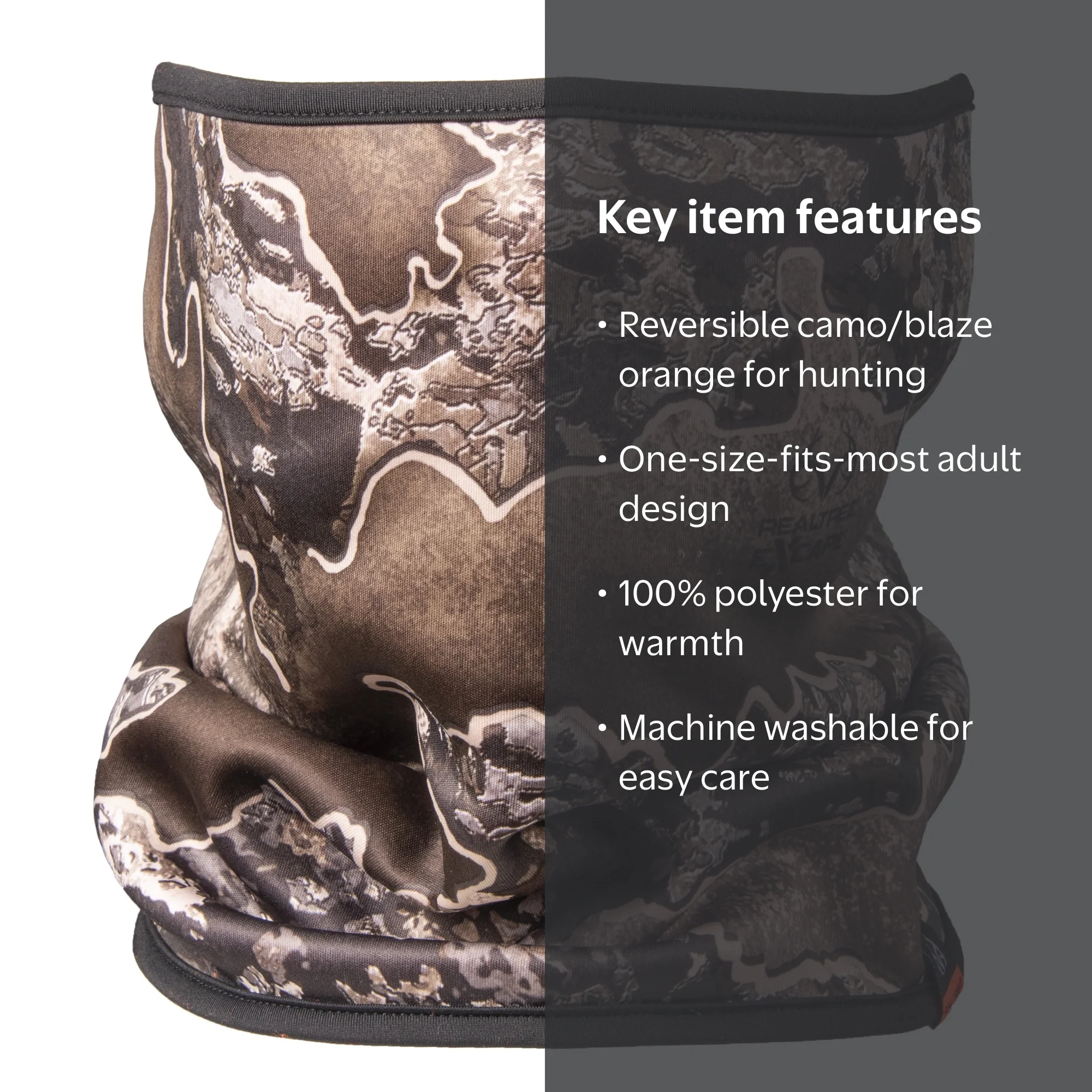 Realtree Excape Reversible Hunting Neck Gaiter, Blaze Orange, One