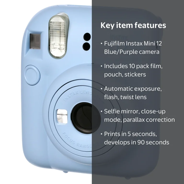 2024 Fujifilm instax Mini 12 Holiday Bundle, Blue - Walmart.com