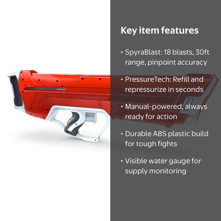 Spyra, Water Blaster, Manual Water Gun, 30-Foot Range - Walmart.com