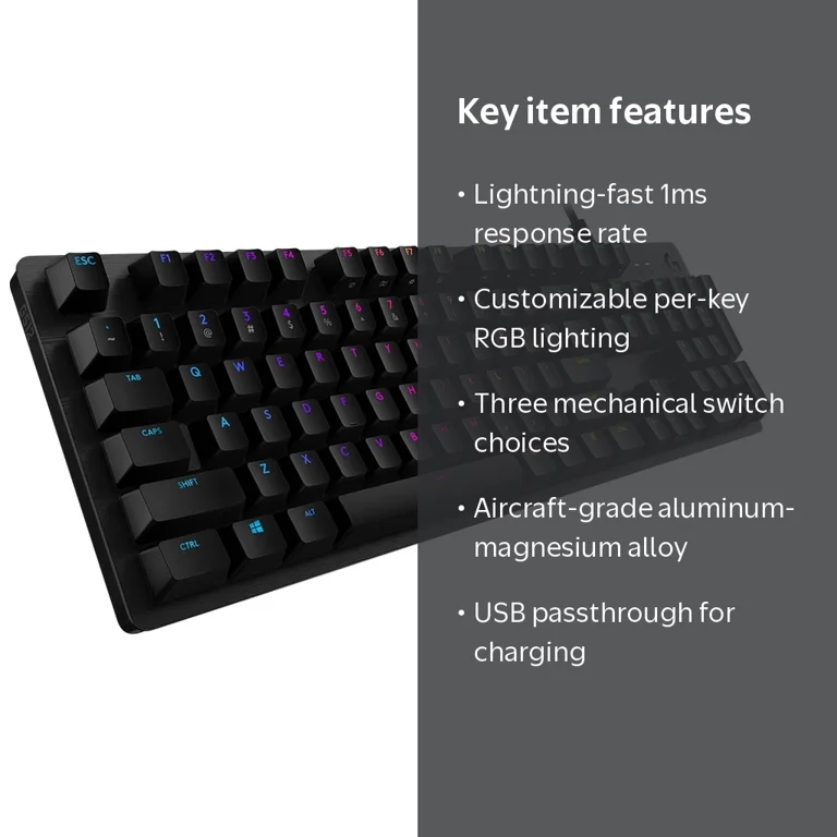 Logitech G512 RGB Mechanical Gaming Keyboard, GX Blue Switch