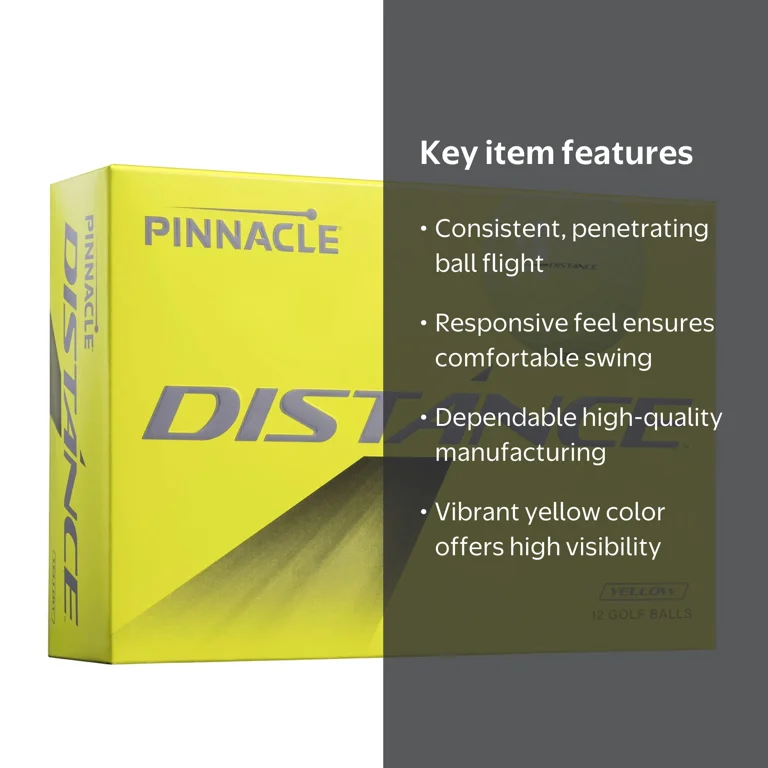 Pinnacle, Distance Golf Balls, 15pk, Yellow, High Energy Core