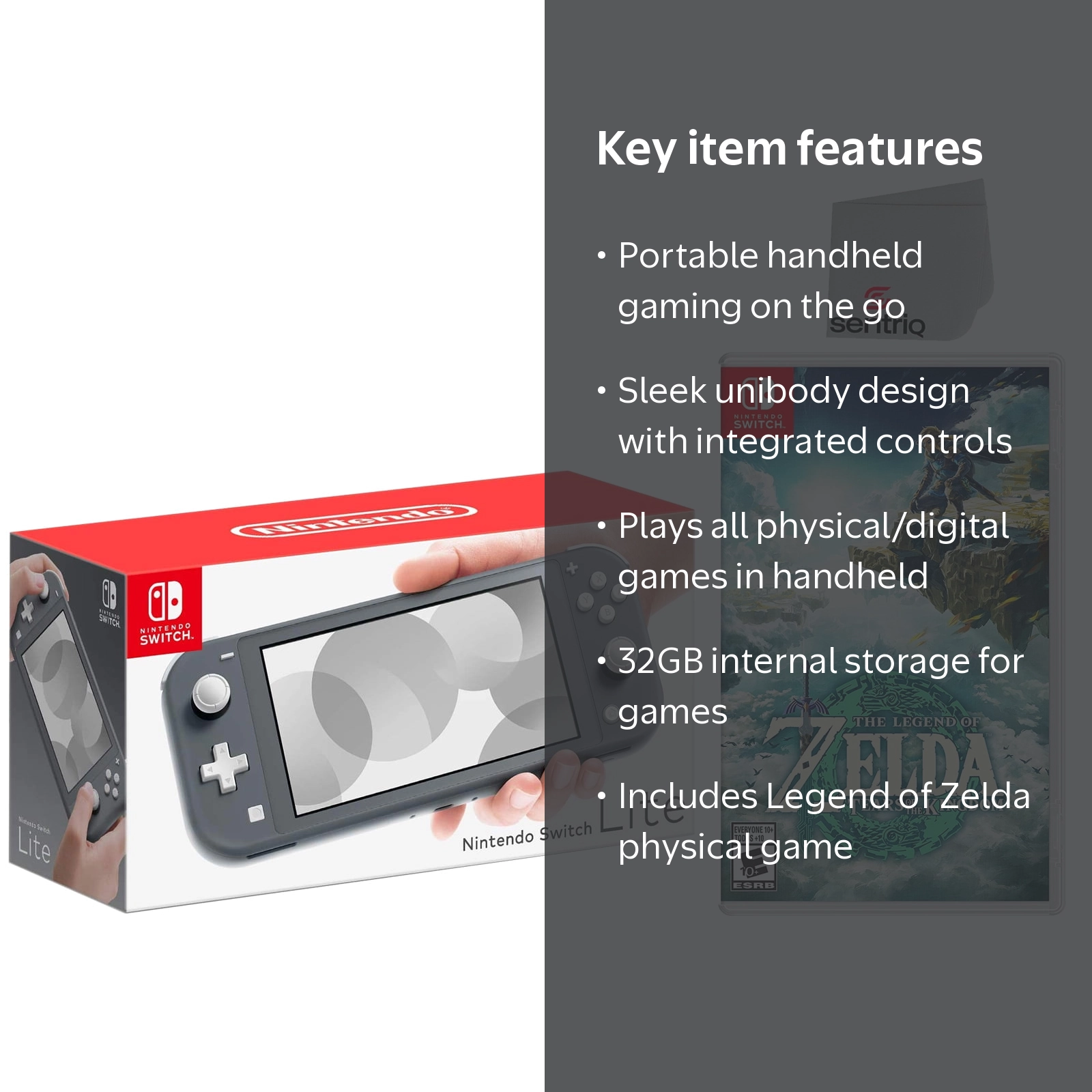 Nintendo Switch Lite 32GB Gray Edition and Legend of Zelda: Tears