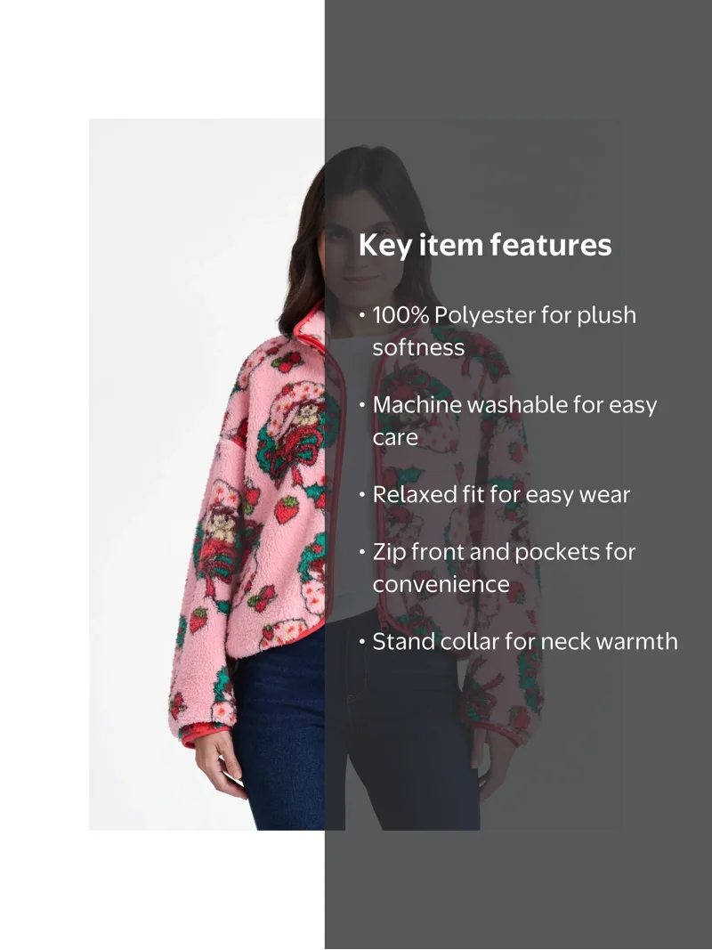 Strawberry Shortcake Women's Christmas Print Woobie Fleece Jacket