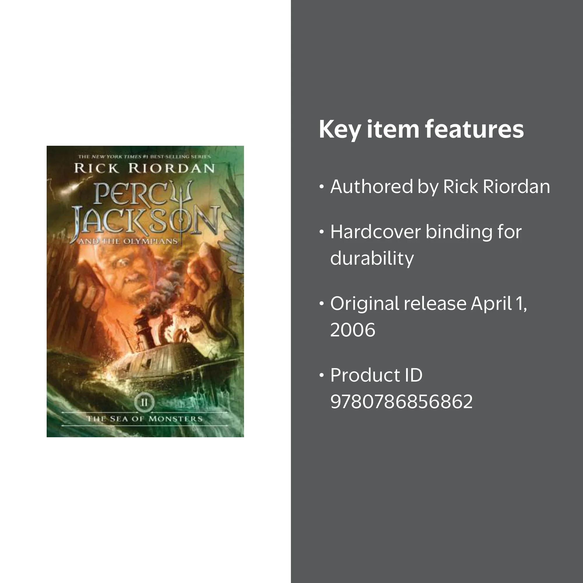 Rick Riordan, Percy Jackson Book 2, Sea of Monsters, Hardcover, Olympians  Series - Walmart.com